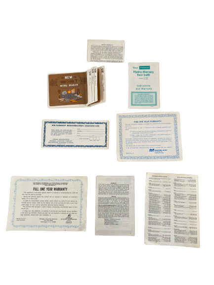 Lot of Vtg Household Electric Housewares Paper Collectibles Registration Cards