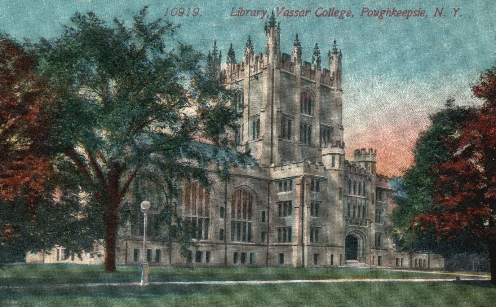 Vintage Postcard 1910's Library Vassar College Poughkeepsie New York NY