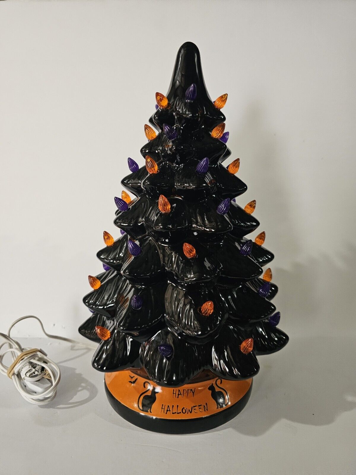 Black  Tree Tabletop Ceramic Halloween Christmas Tree Pre-Lit Xmas Tree 15\