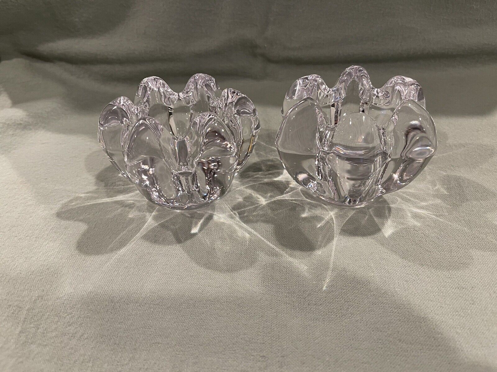 Exquisite Pair of ART Vannes Le Chatel France Crystal Candle or Votive Holders