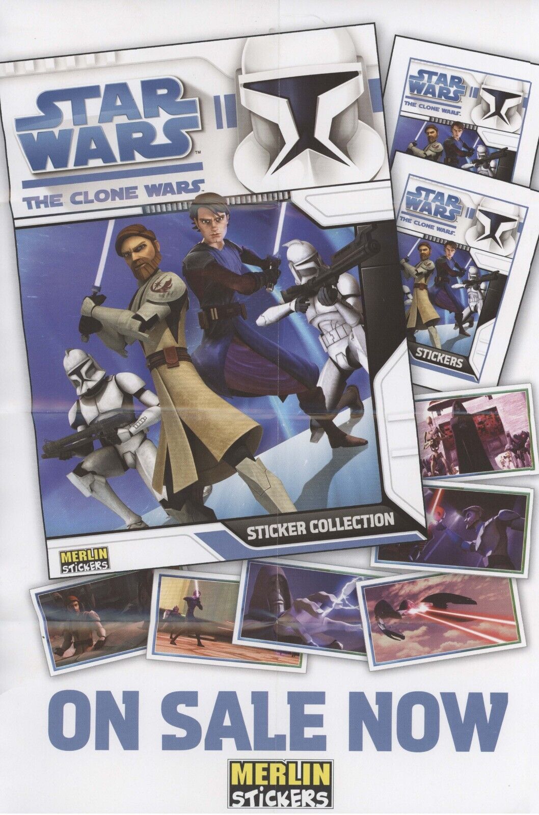 2008 Topps Merlin Stickers Star Animated THE CLONE WARS 9 X 13 POSTER Box Topper