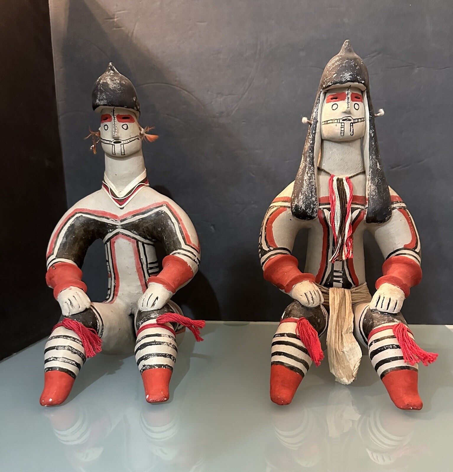 Rare 1950s Two KARAJA Brazilian Pottery Tribal Figures
