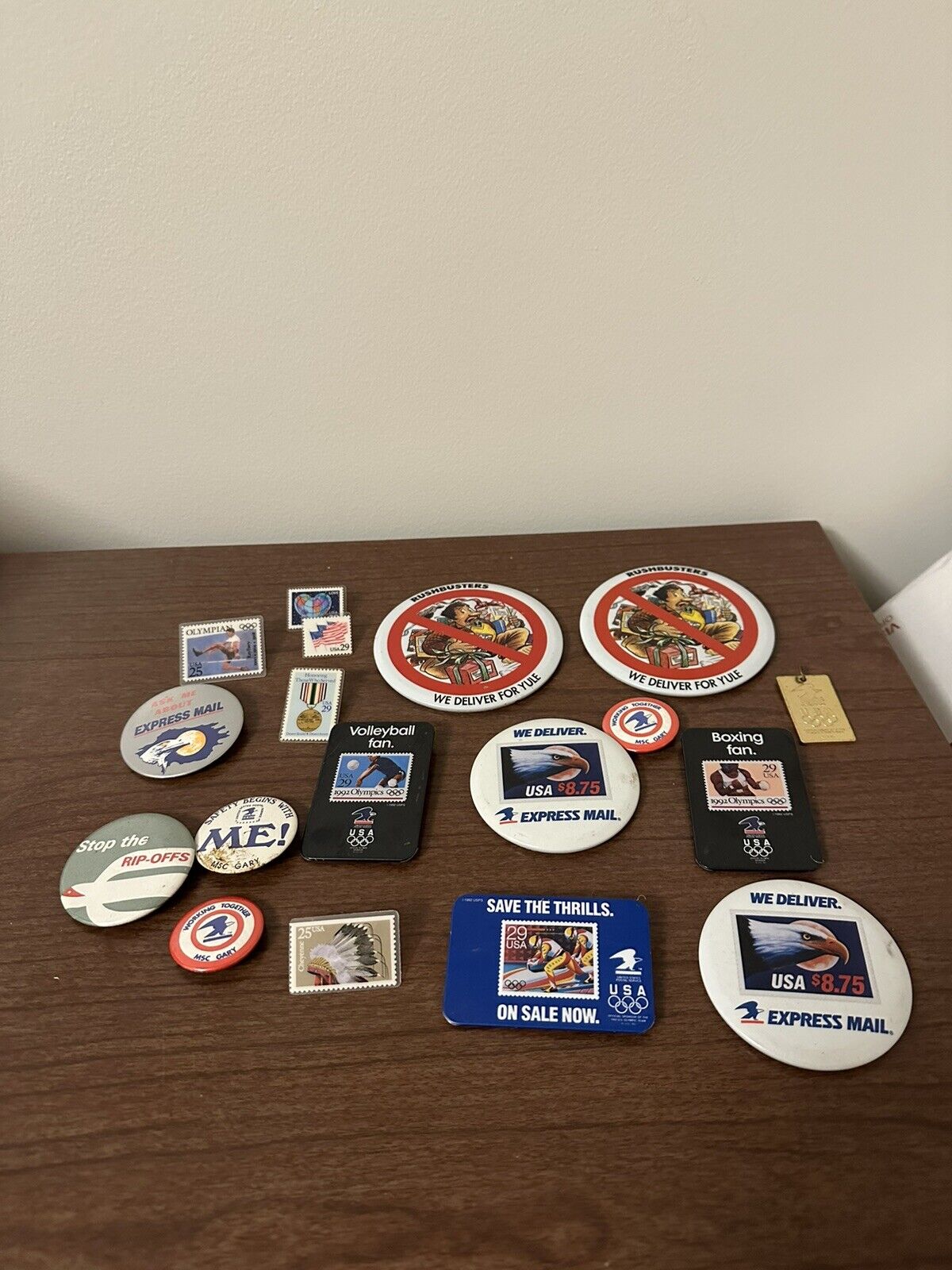 Vintage US Postal Buttons And Stamps