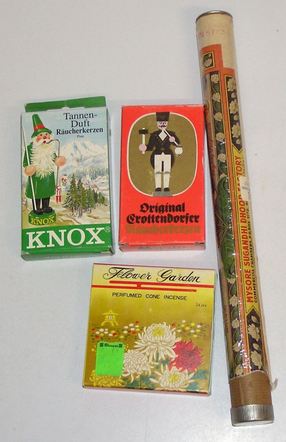 Lot Of 4 Incomplete Boxes - Vintage 1960s? German Knox Cone Sticks Incense