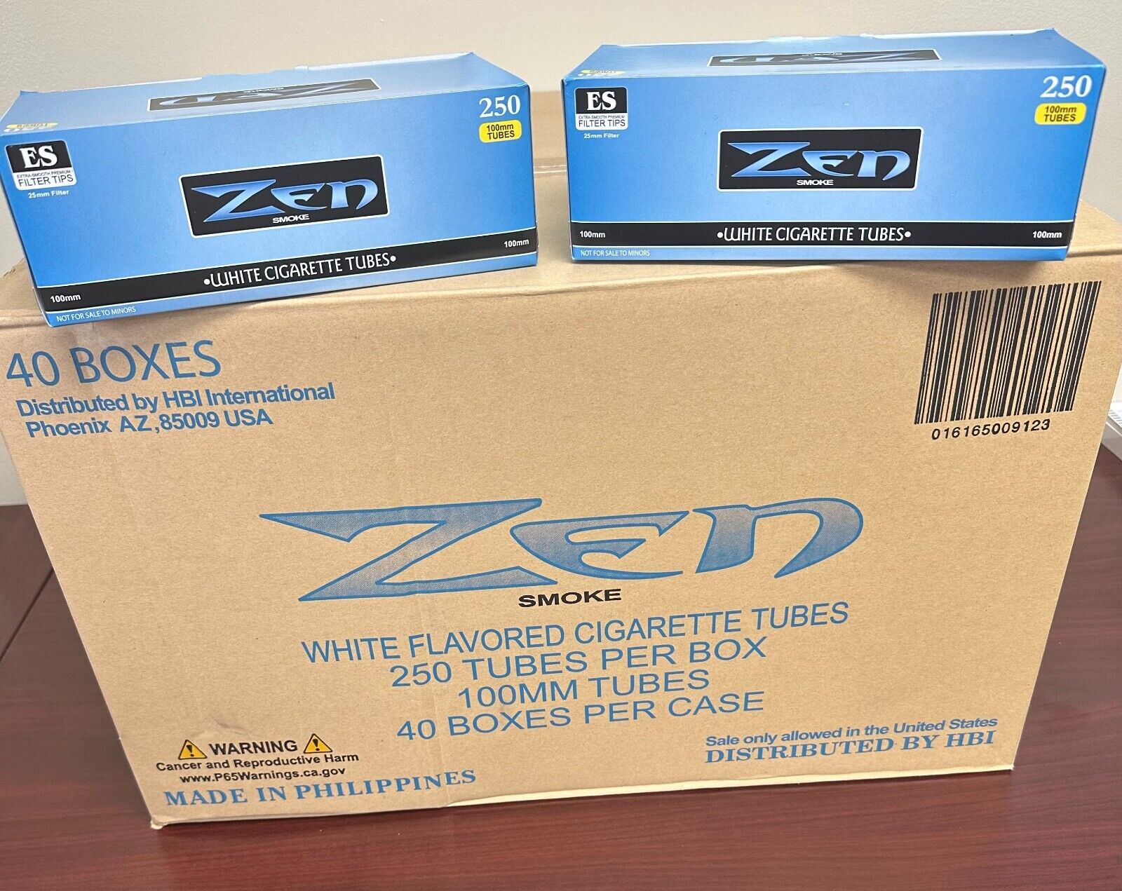 Zen Light Blue 100mm Cigarette Tubes 250ct box (40-Boxes Full Case )