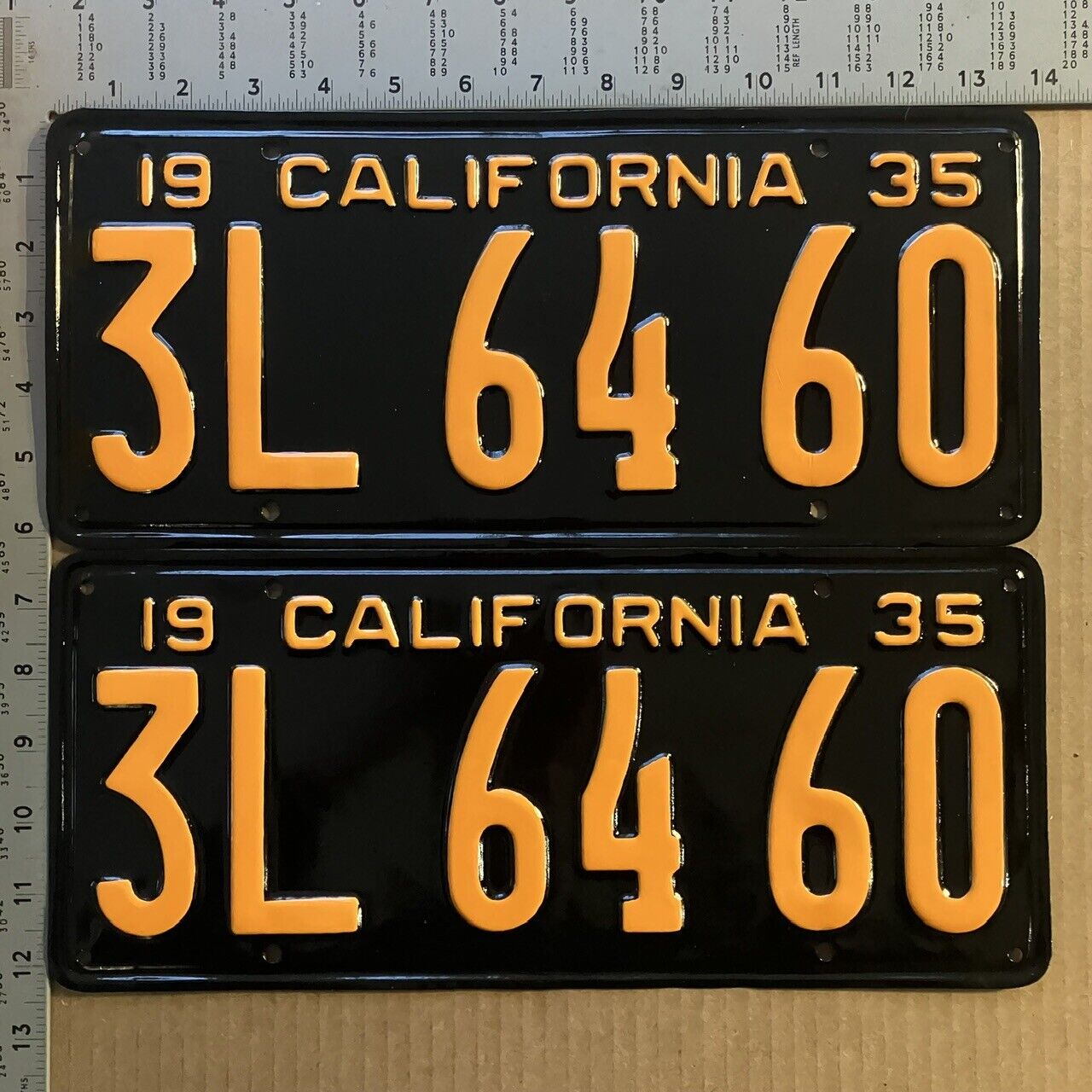 1935 California license plate pair 3L 6460 YOM DMV SHOW CAR READY 13770