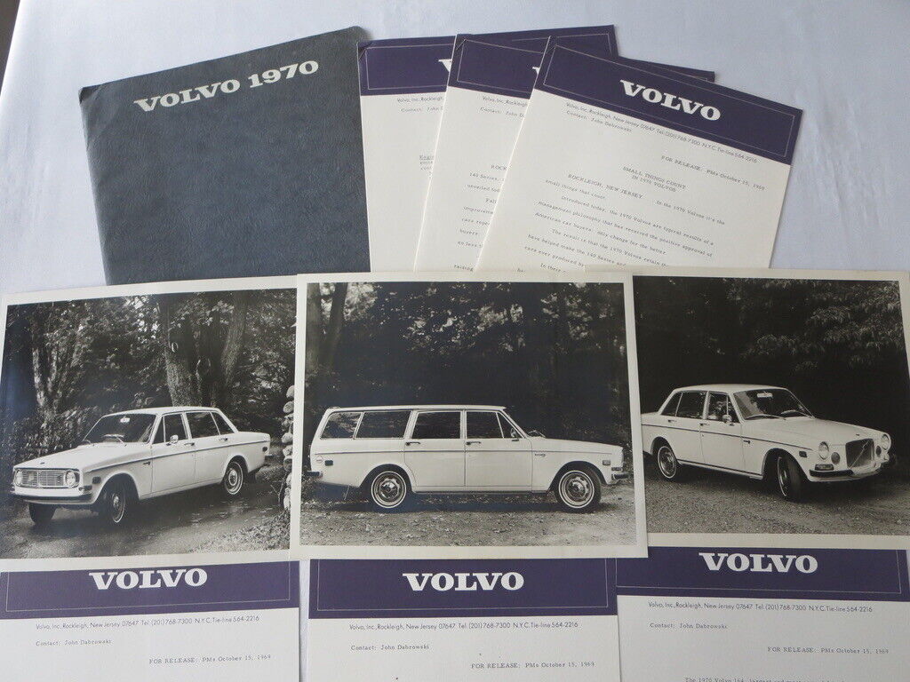 1970 Volvo Press Kit Brochure with Photos 144 145 Station Wagon 164