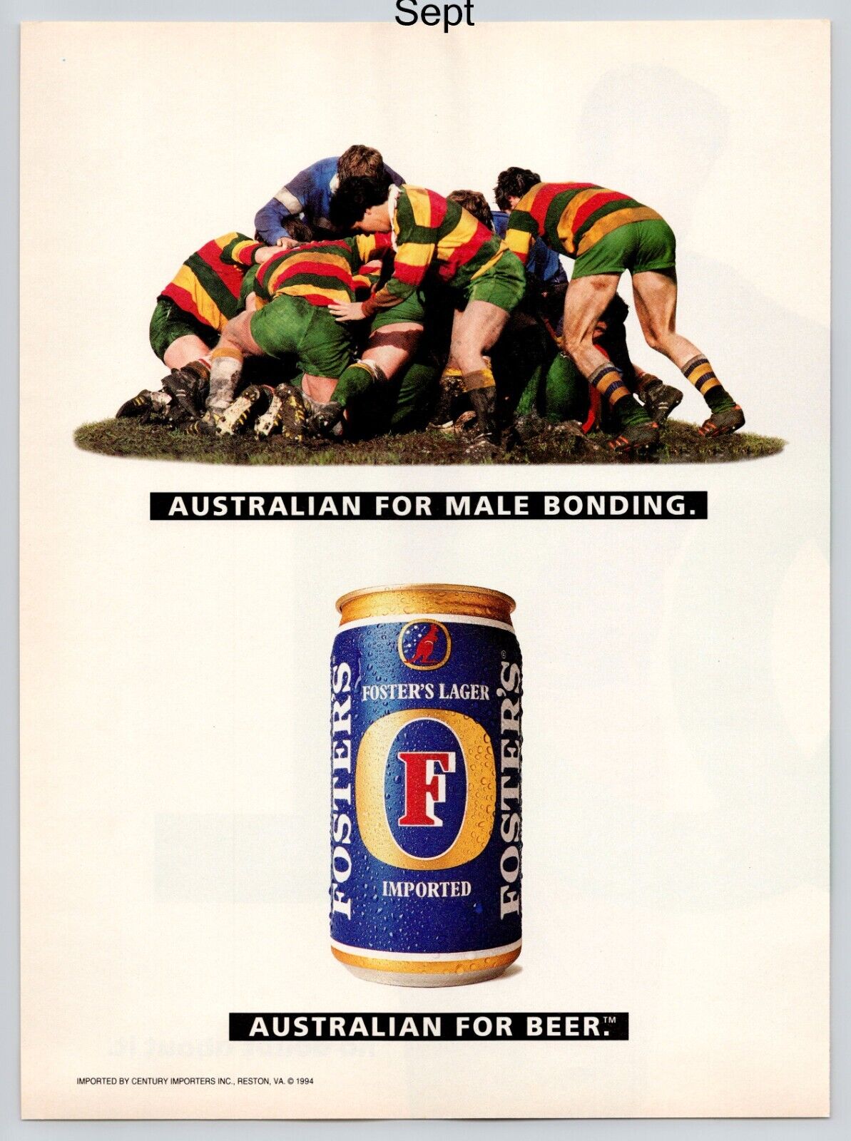 Foster\'s Lager Australian For Beer Male Bonding Promo 1994 Full Page Print Ad