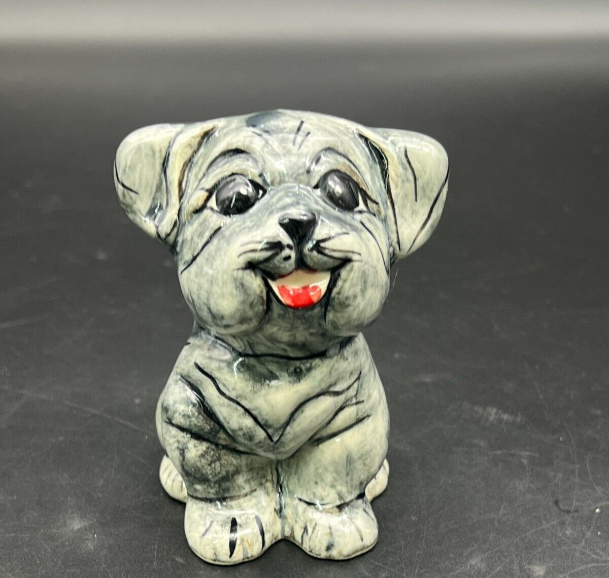 Kalich Polish Pottery Boleslawiec  Grey Puppy Dog
