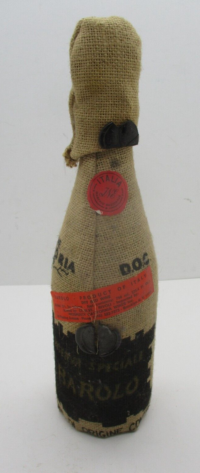 Vintage 1978 Barolo Wine Bottle Wrapped in Burlap Empty
