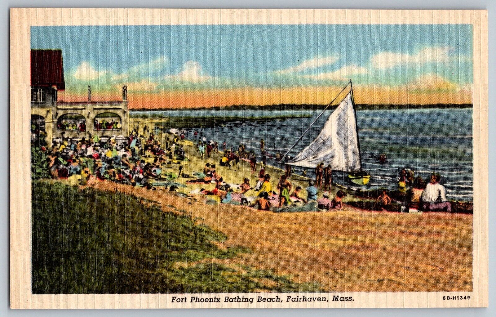 Fairhaven, Massachusetts MA - Fort Phoenix Bathing Beach - Vintage Postcard