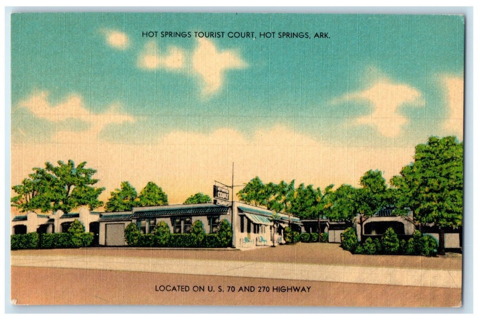 Hot Springs Arkansas Postcard Hot Springs Tourist Court Highway Exterior c1940