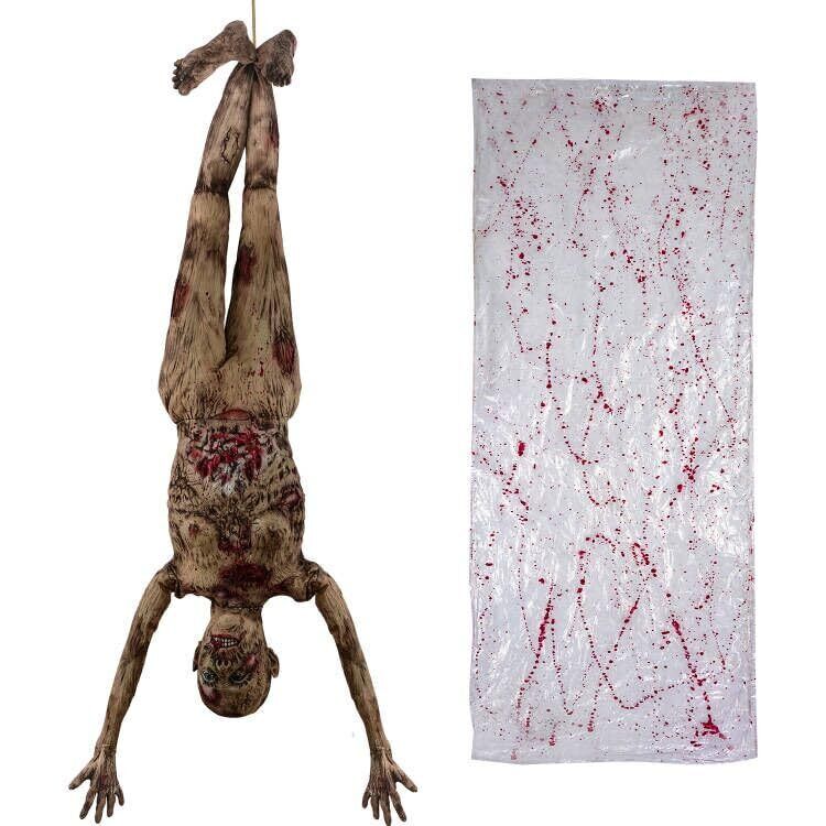 Halloween Bloody Dead Body 5.4 Ft Latex Skinned Full Body Hanging Corpse DÃ©cor