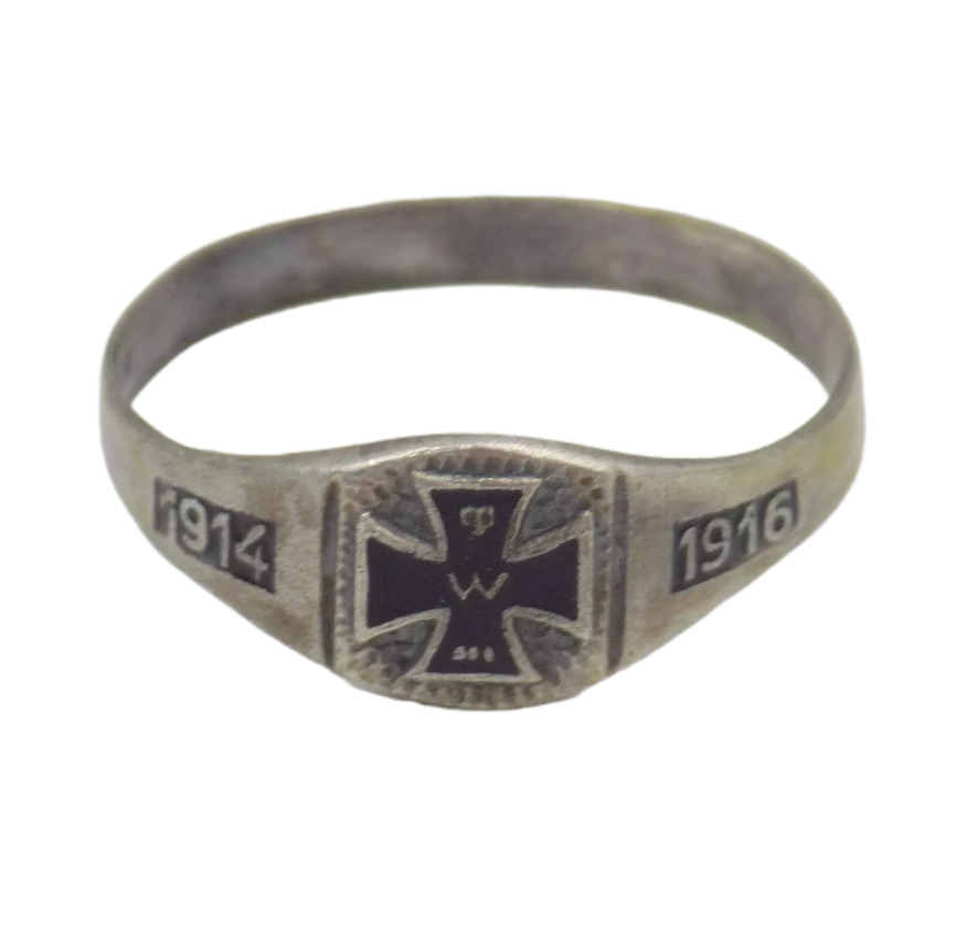 427 WW1 IMPERIAL PRUSSIA GERMAN RING EK 1914 1916 SILVERED EK 