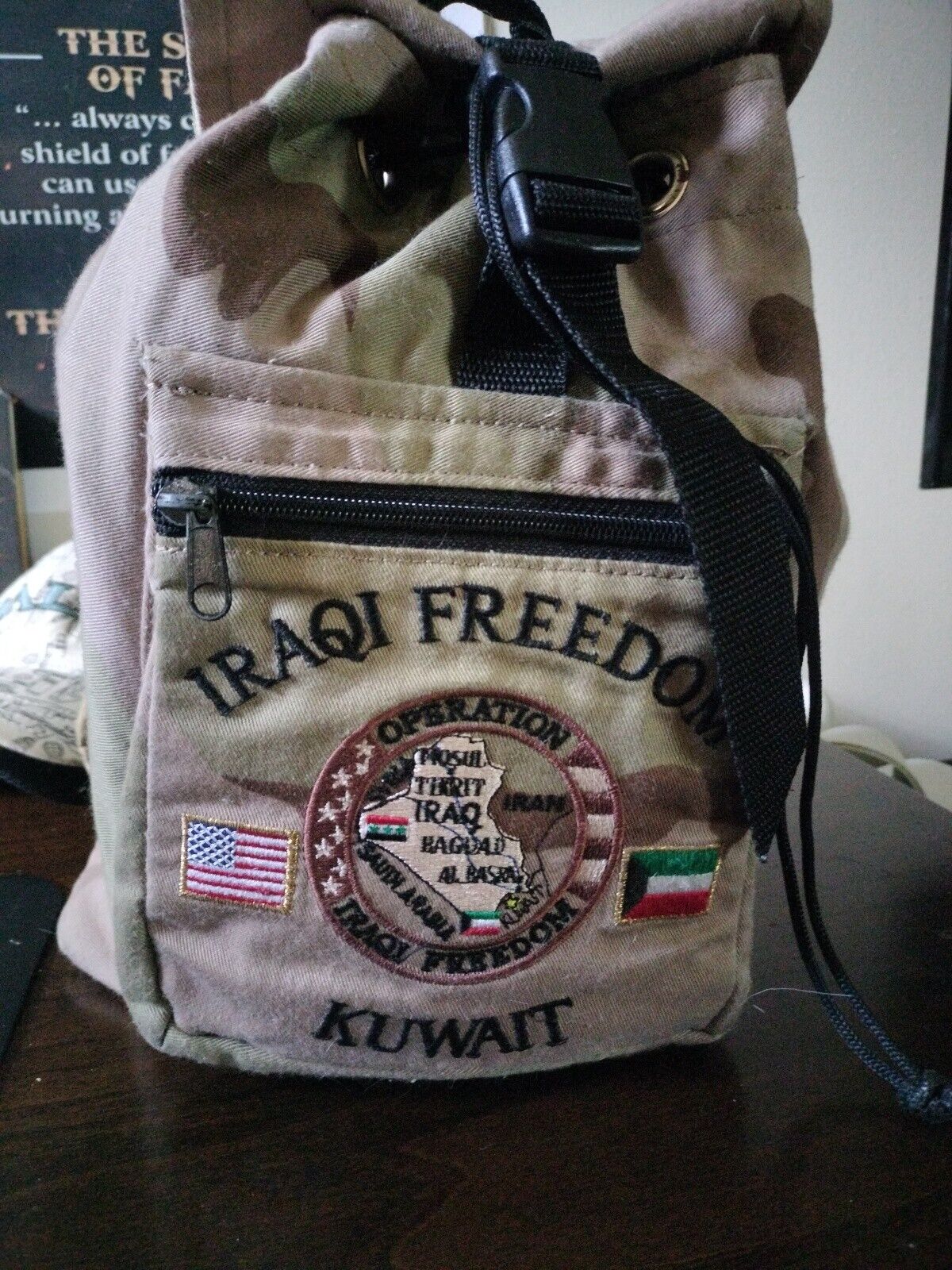 Operation Iraqi Freedom - Kuwait souvenir backpack desert camo 2003