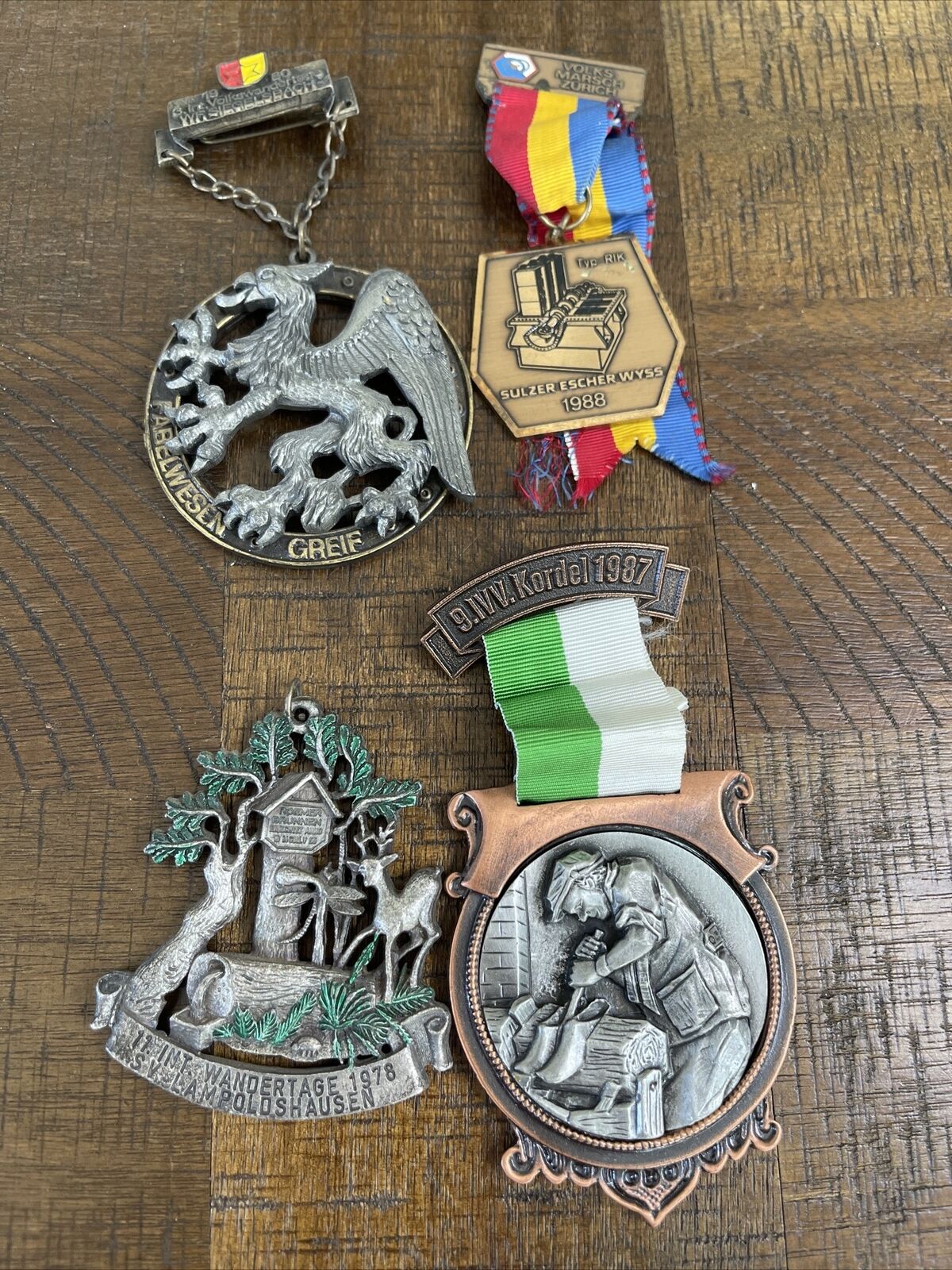 Vintage German Hiking Medals Medallion Lot Of 4