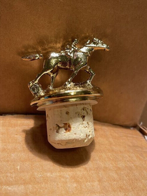 Blanton’s Bourbon Whiskey Cork Bottle Stopper w/Race Horse & Jockey Gold 'T'