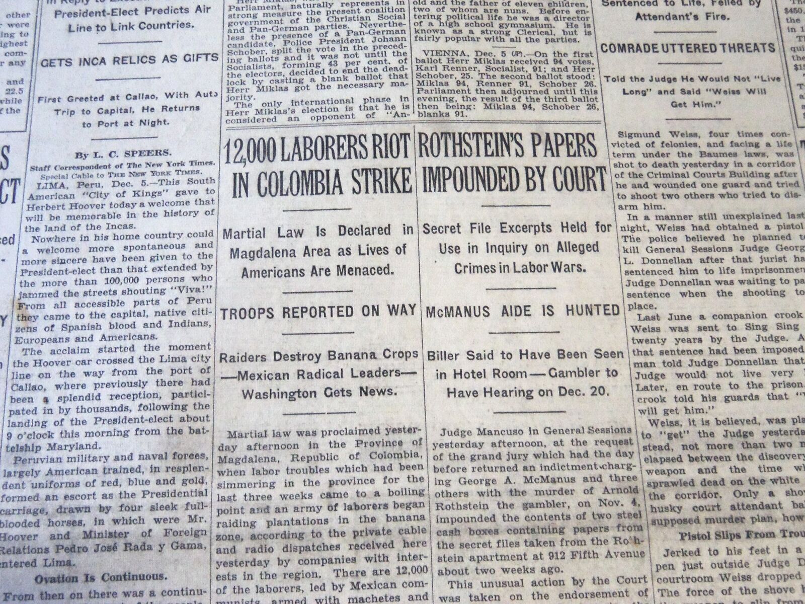 1928 DEC 6 NEW YORK TIMES - ROTHSTEIN'S PAPERS IMPOUNDED BY COURT - NT 6512