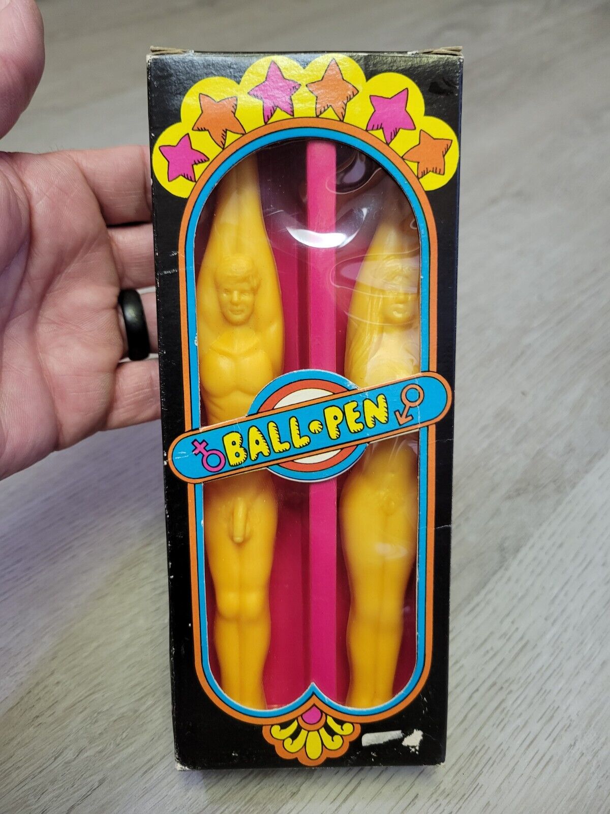 1970\'s NOS Made In Hong Kong Ball-Pen Naked Man & Lady Ballpoint Pen Set