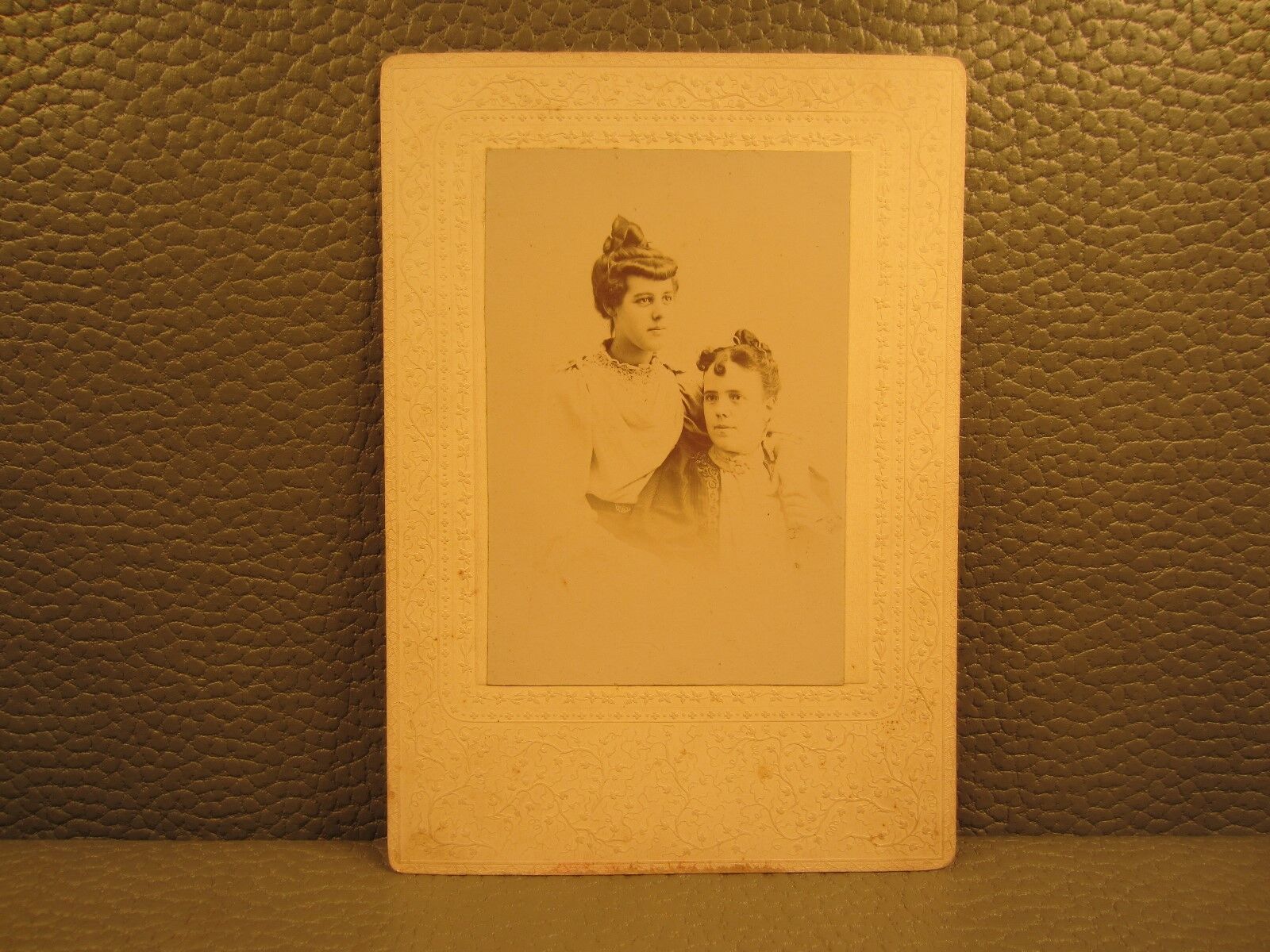 Victorian Antique Cabinet Card Photo of Two Young Women, Sisters, Siblings