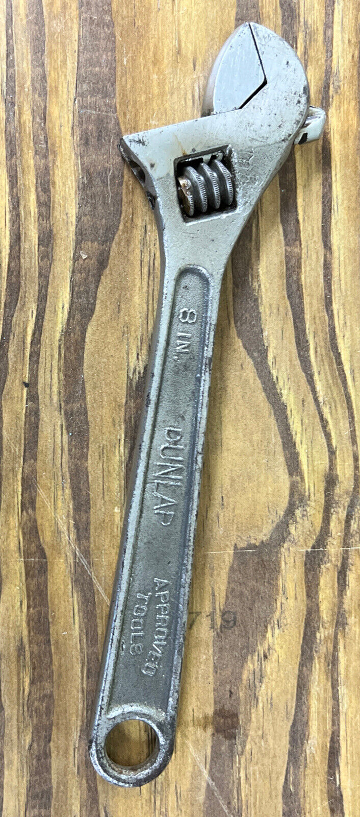 Vintage Dunlap Wrench 8 Inch Adjustable USA Approved Tools