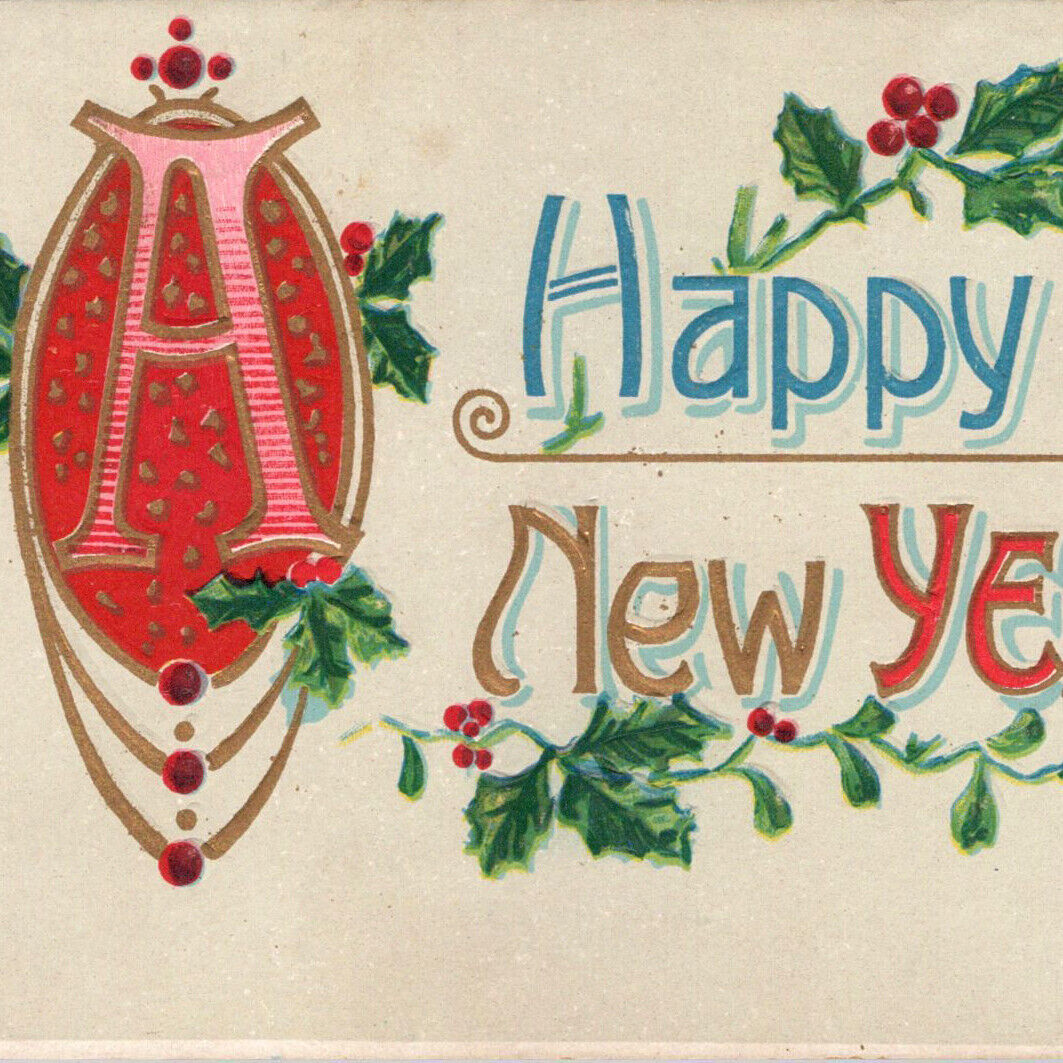 Vintage 1910s Happy New Year Postcard
