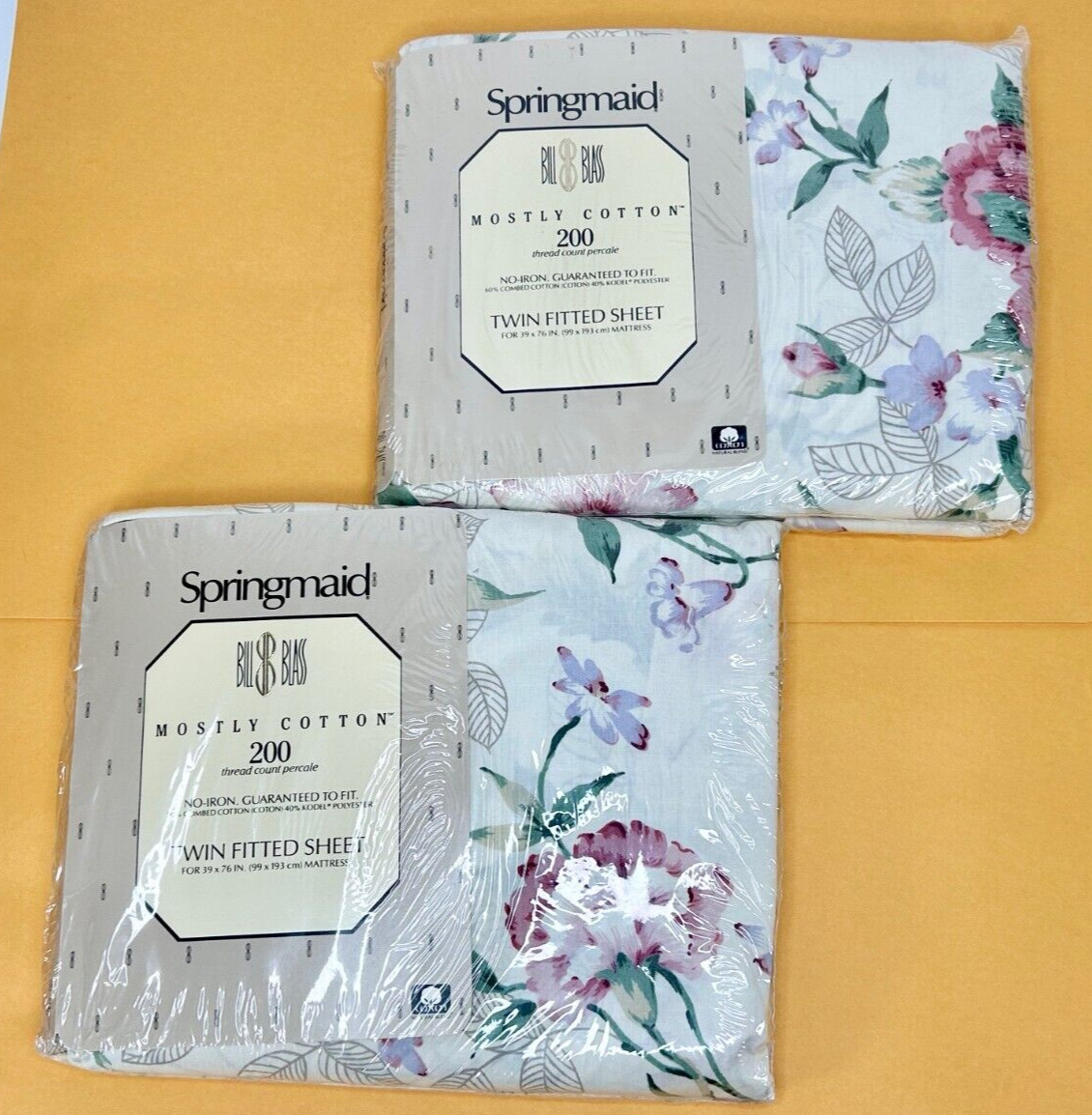 Vintage Springmaid Bill Blass Romance Floral Twin Fitted Sheet Lot 200 Thread Ct