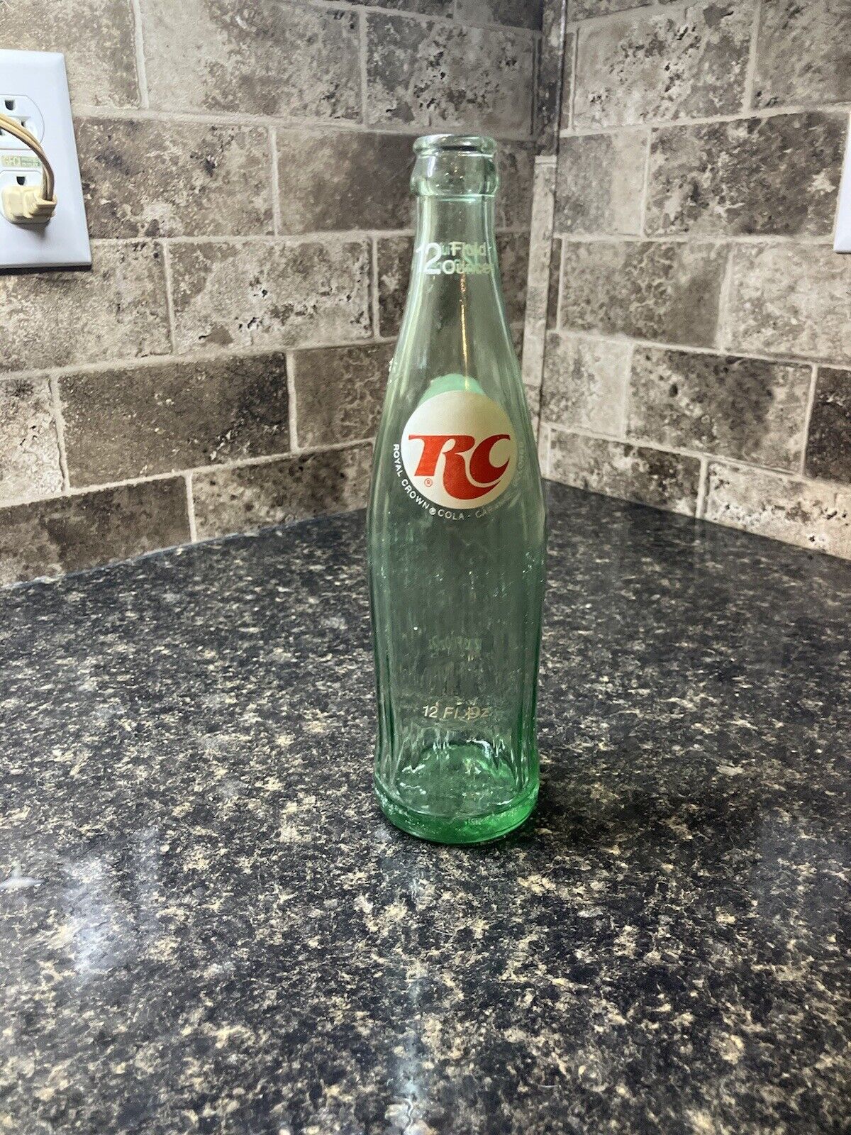 Vintage 1970’s, RC Royal Crown Fluted 12 Oz Collectable Green Glass Bottle