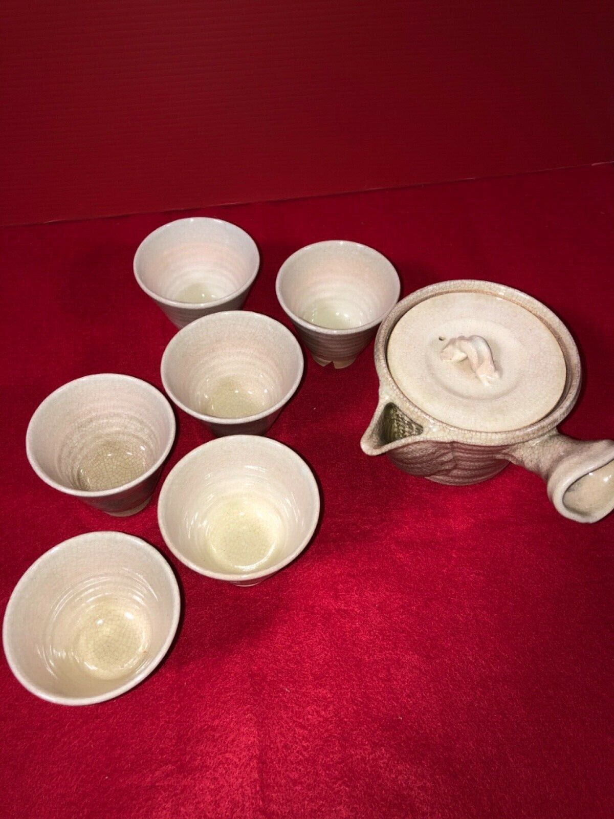 Japanese Hagi ware tea pot antiques KYU-SU/ 6 cups set