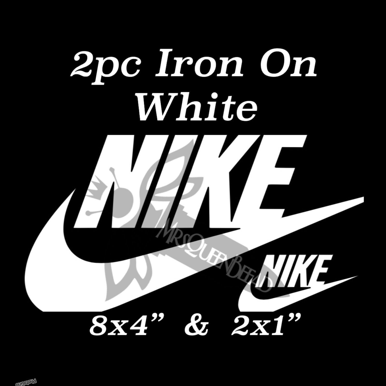 2pc Lot Iron On WHITE HTV Nike🤍 Name Brand Tic 8x4” & 2x1” Easy To Apply