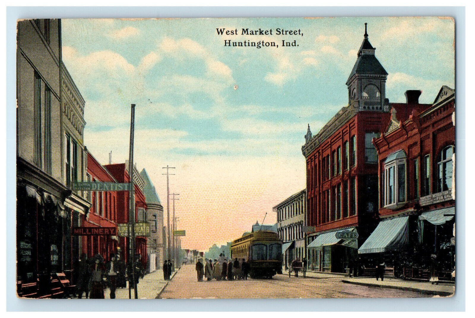 c1910 West Market Street, Huntington Indiana IN Posted Antique Postcard
