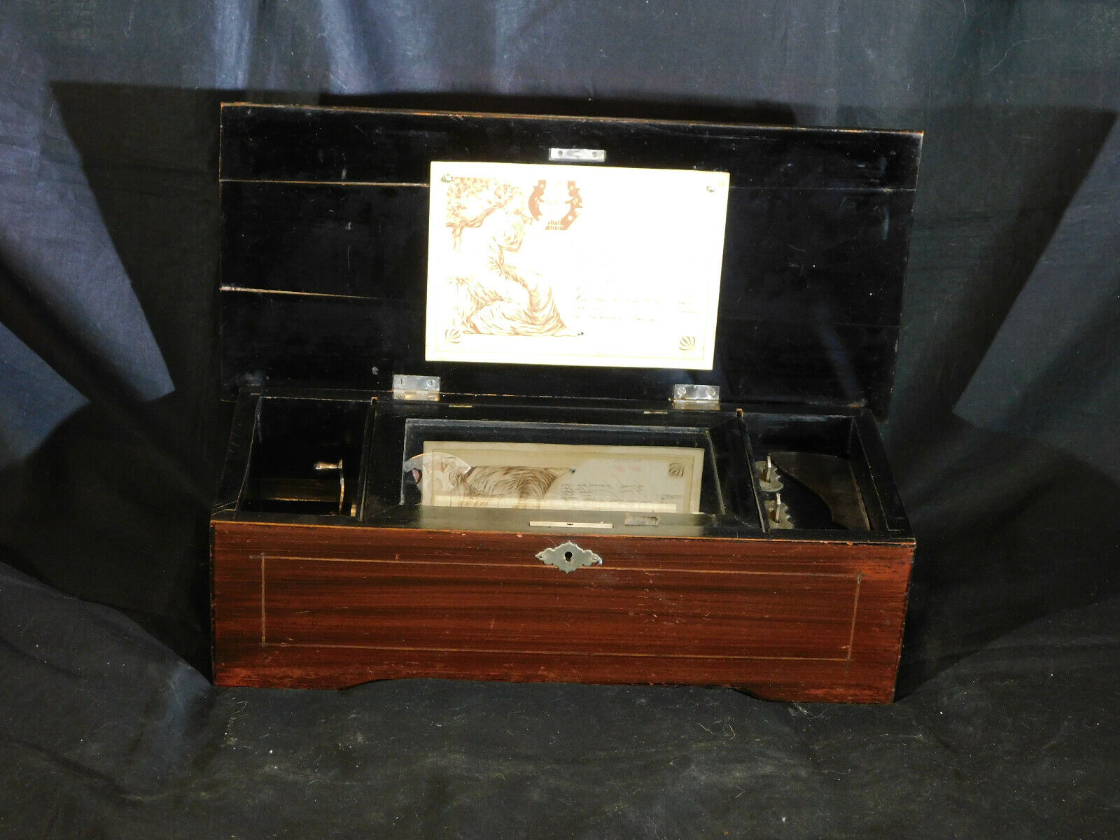 Antique c1800's Switzerland 10 Song Music Box-Works Great