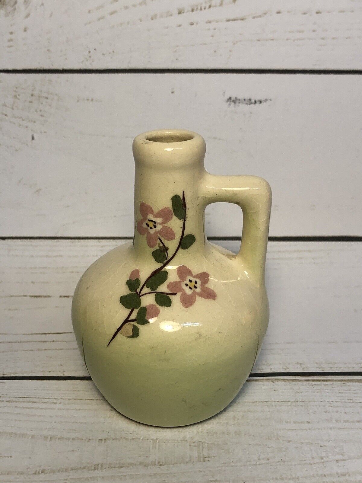Beautiful VTG California Pottery Hand Painted Small Bud Vase With Floral Design