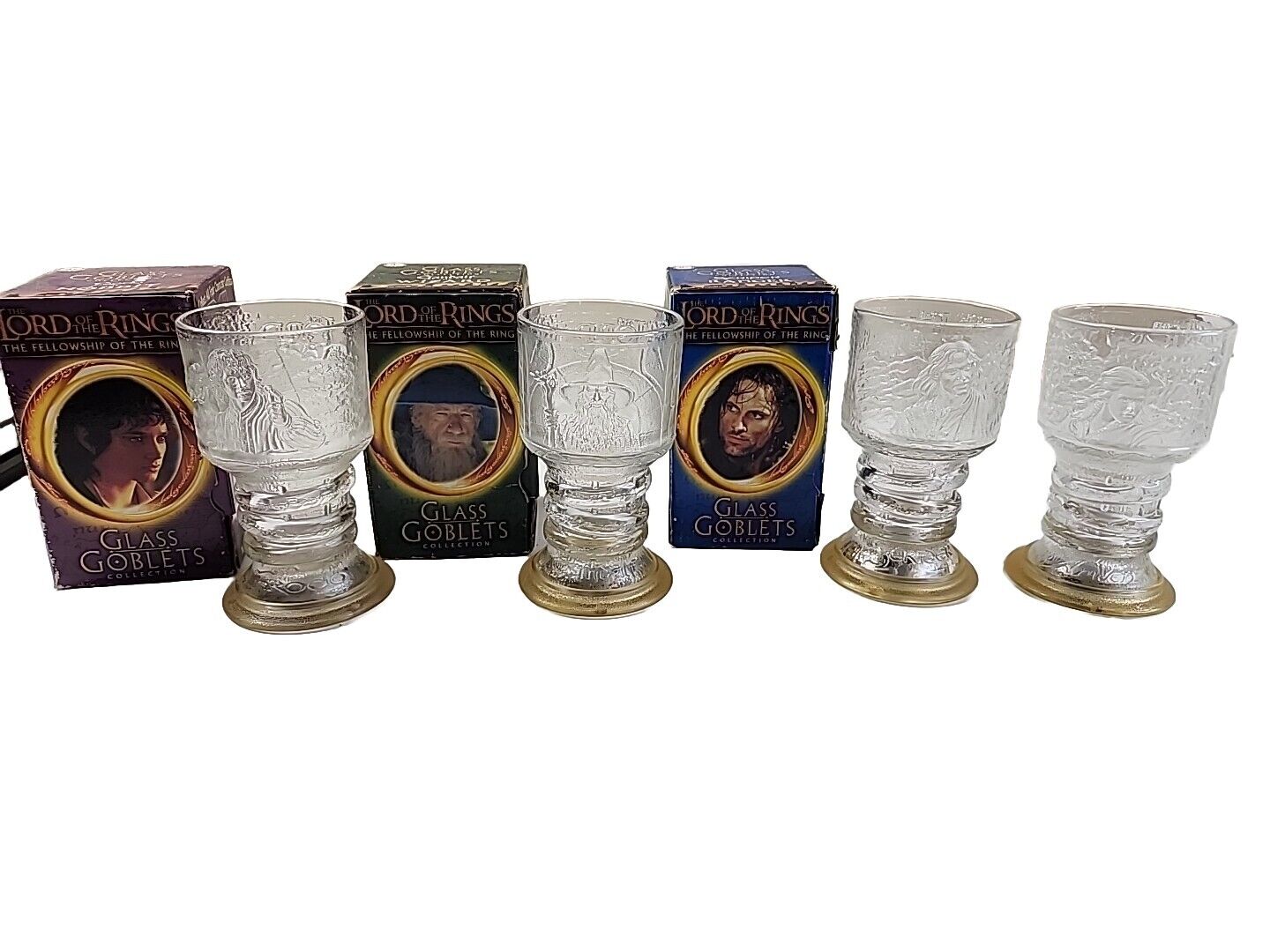  Set of 4 2001 Lord of The Rings Light Up Glass Goblets Burger King Cups (READ)