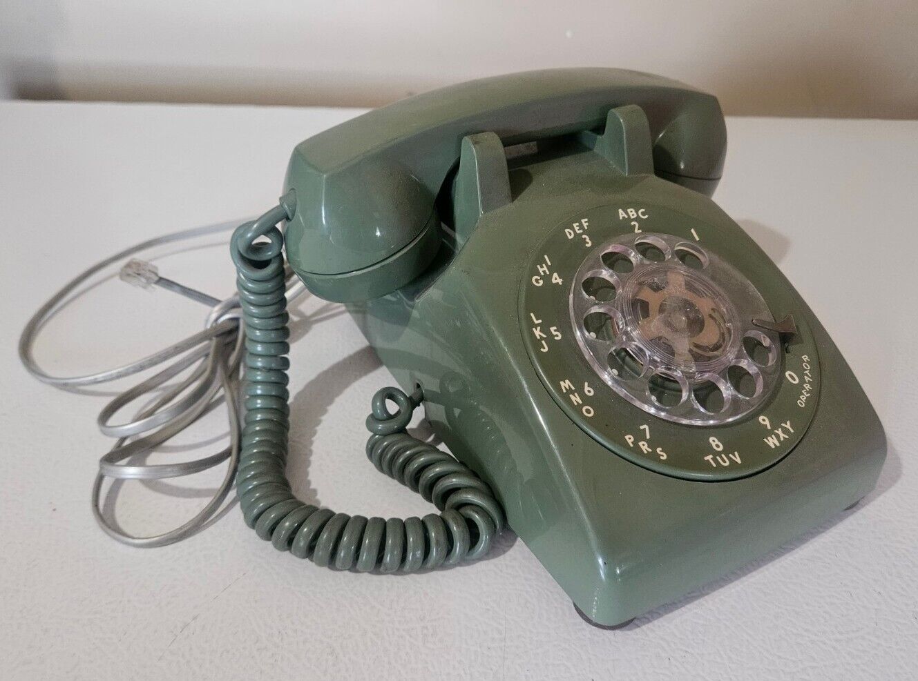 Vintage Bell System Avocado Green Rotory phone Rare W/Orig. Wall Cord MCM ITT