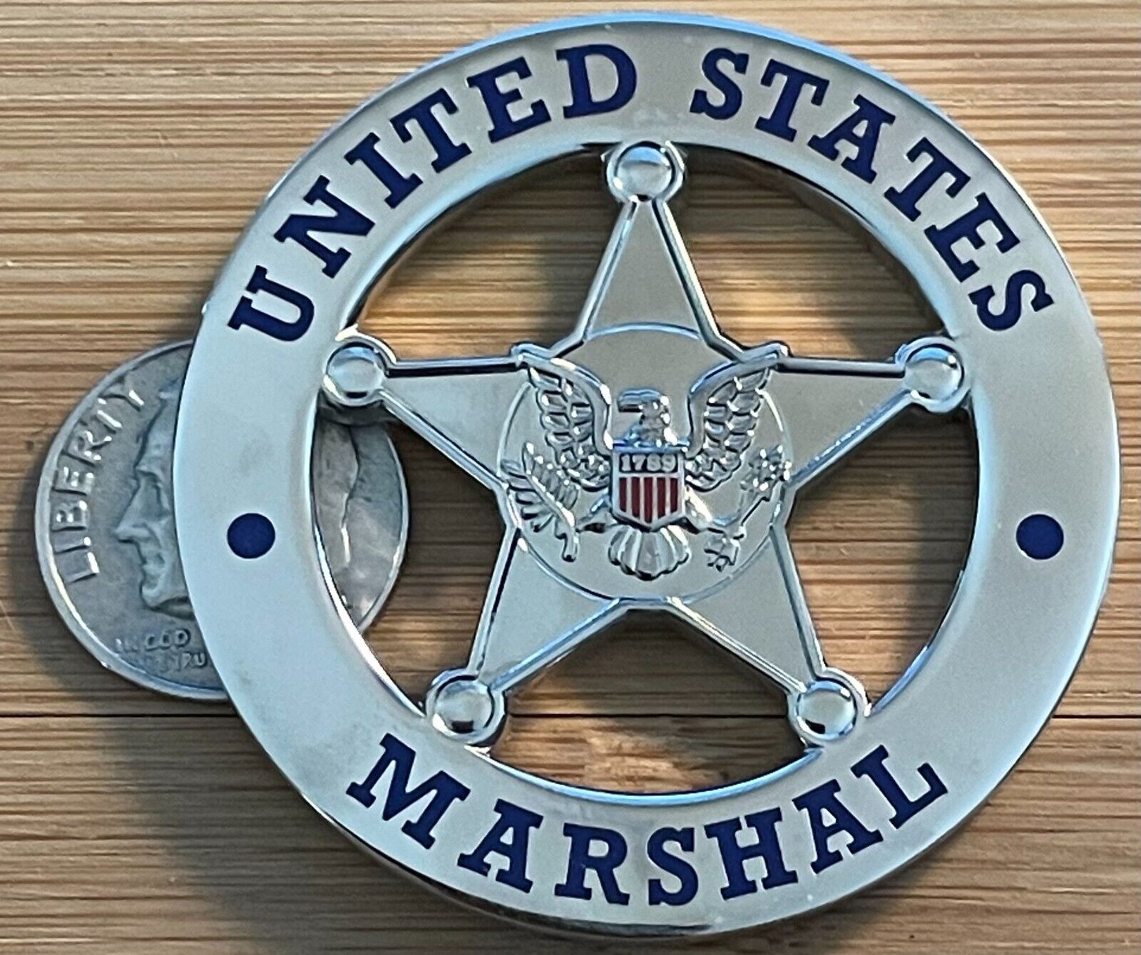 US Marshals Service - Cutout version 1.75in - SILVER version challenge coin