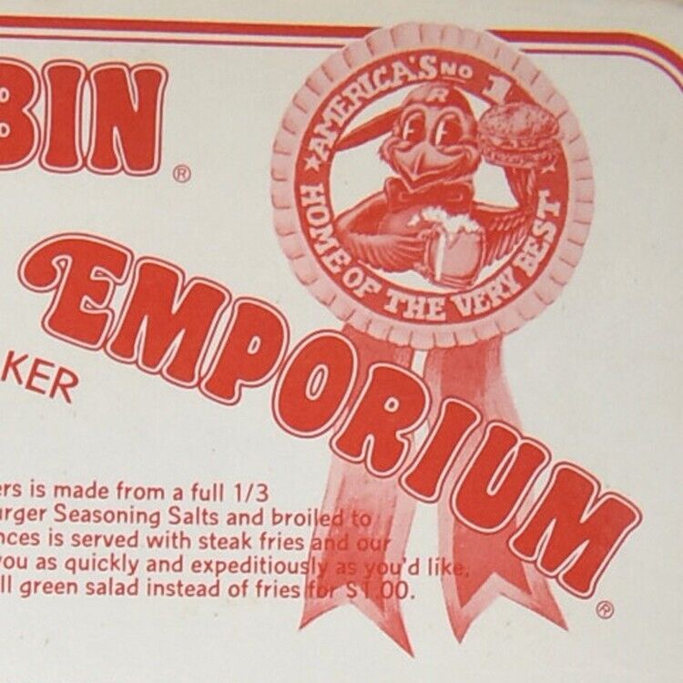 Vintage 1980 Red Robin Gourmet Burgers Spirits Emporium Restaurant Menu