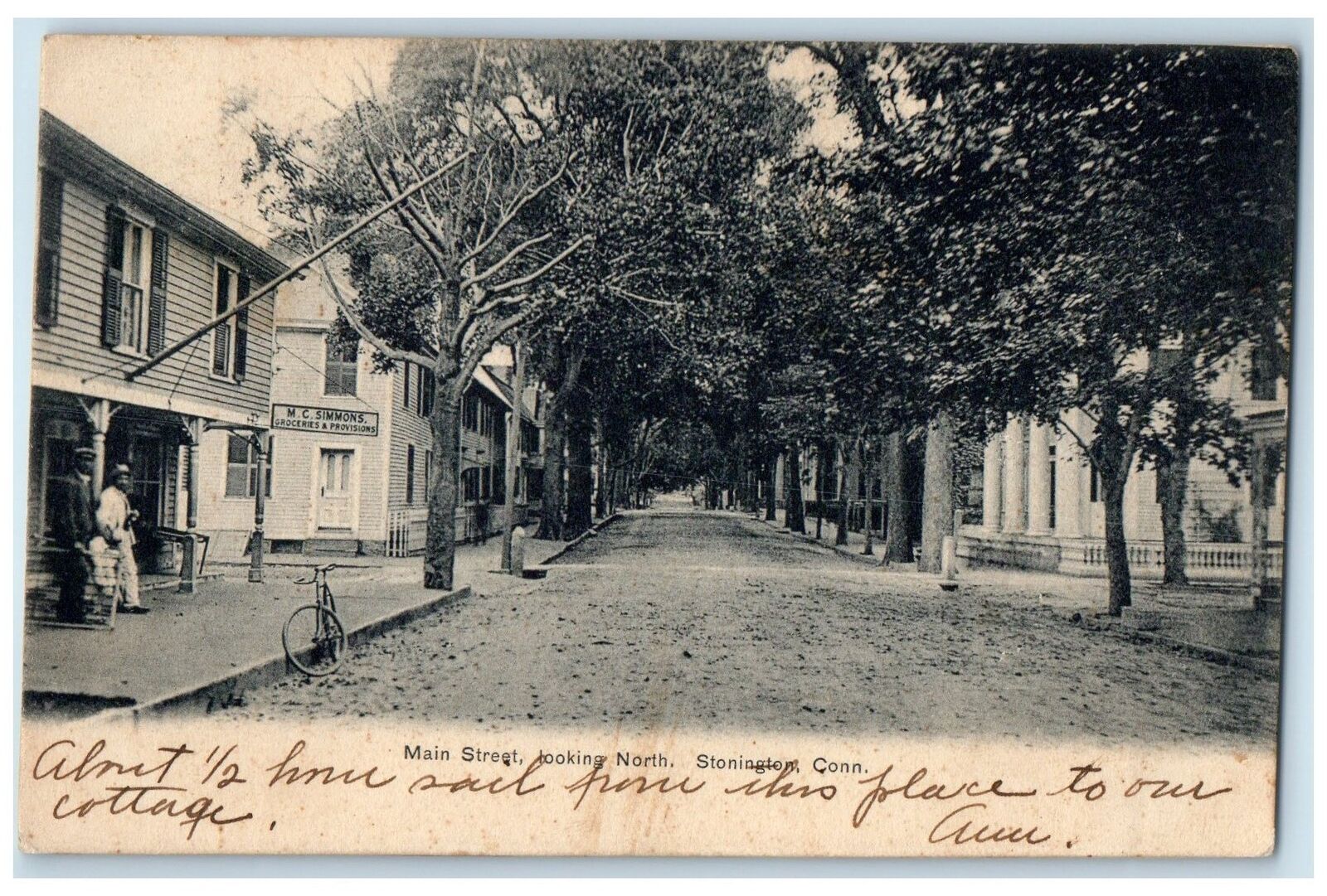 1907 Main Street Looking North Stonington Connecticut CT Posted Shops Postcard