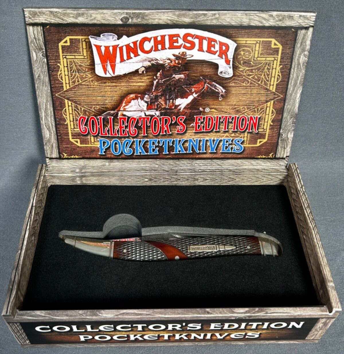 WINCHESTER Texas Toothpick Brown Checkered Bone KNIFE WN19102C Collectors Series