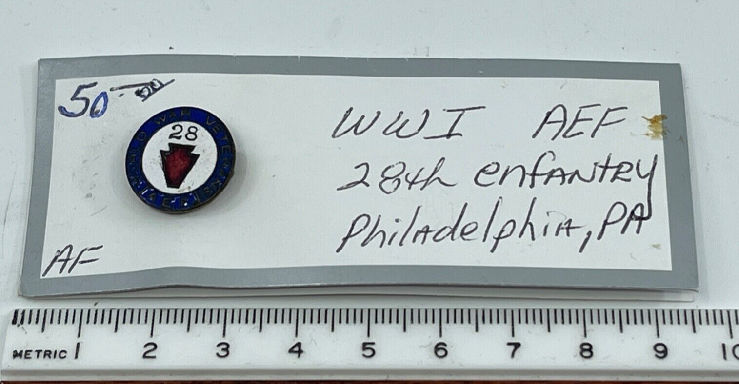 Rare Original Enamel WW1 US AEF 28th Infantry Pin