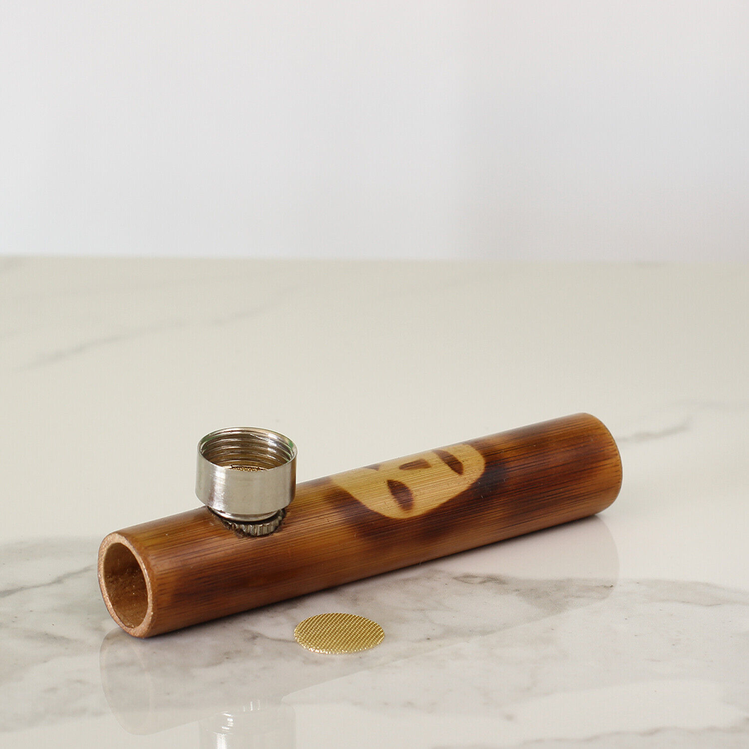 Bamboo Steam Roller 4inch long Smoking Pipe with 5/8 brass screen