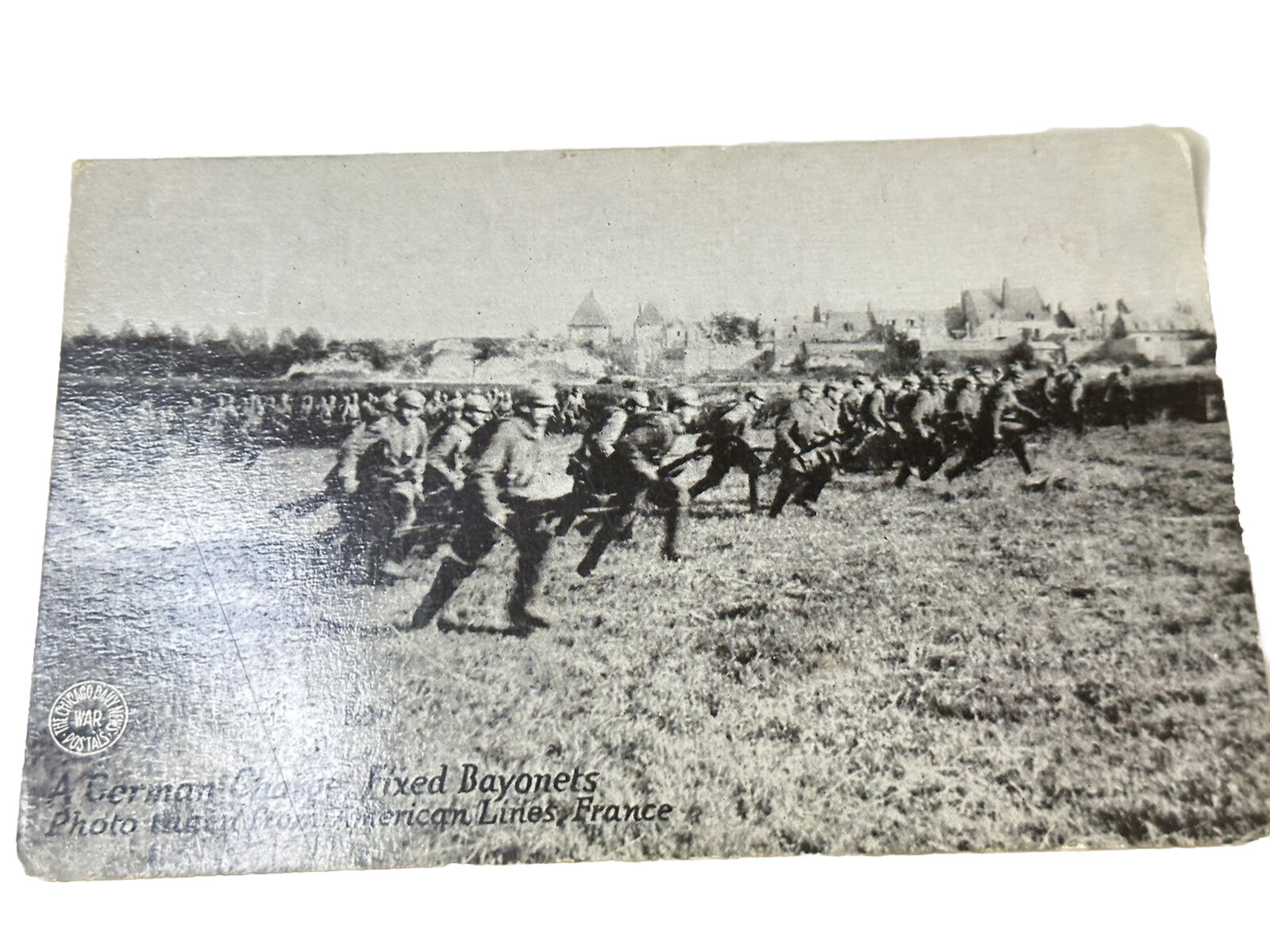 Antique RPPC Real Photo Postcard German Soldiers Charging WWI 1911