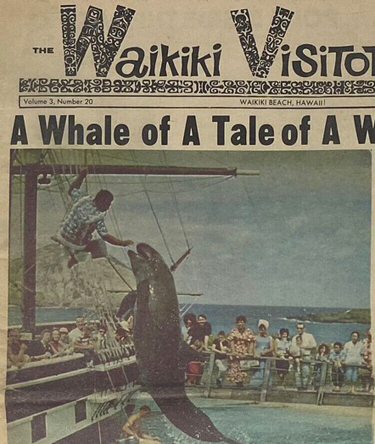 Vintage 1968 Whale Tale Sea Life Park Restaurant Guide Waikiki Visitor Newspaper