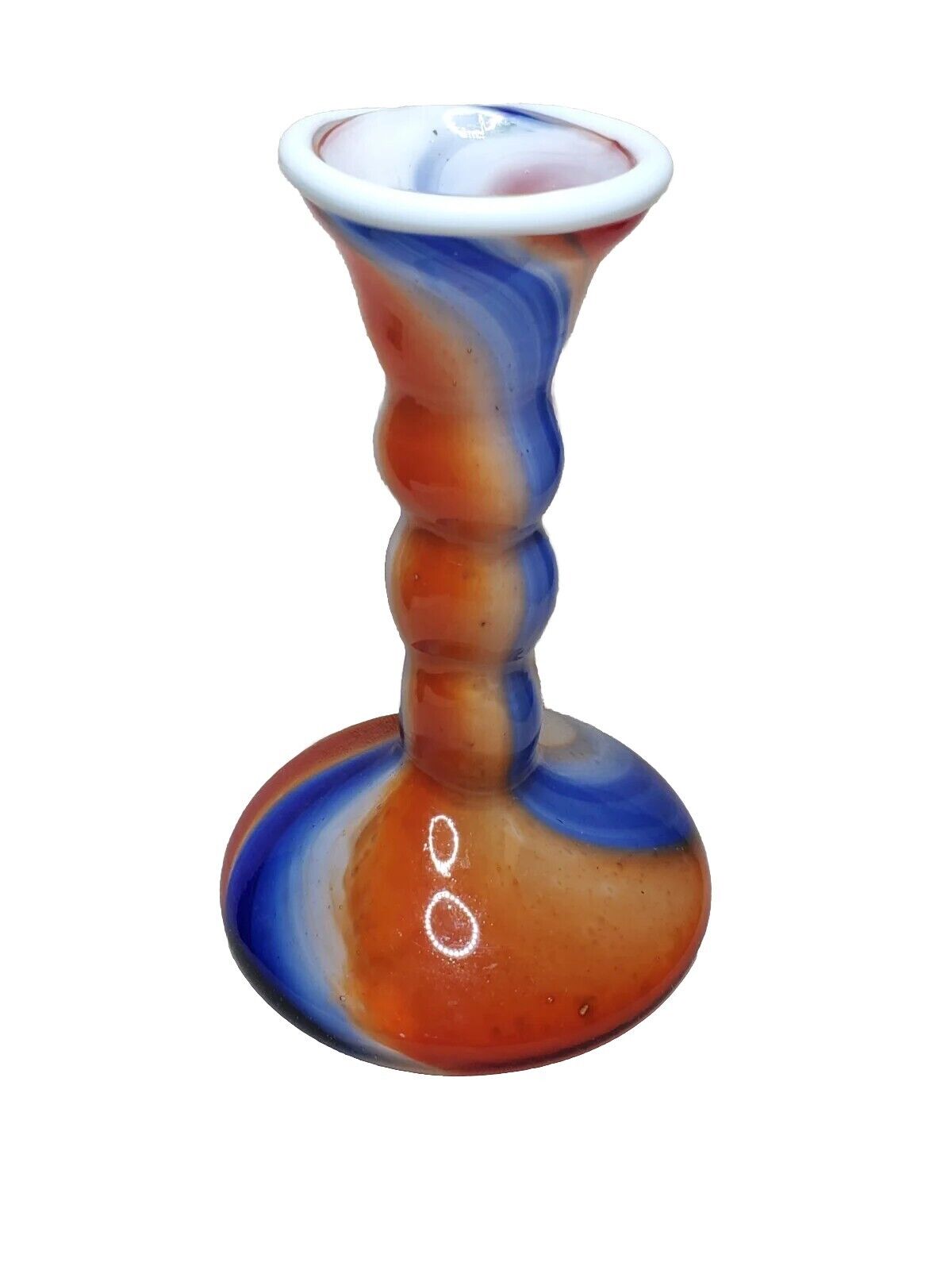 Mid Century Modern Blue Orange Swirl Vase