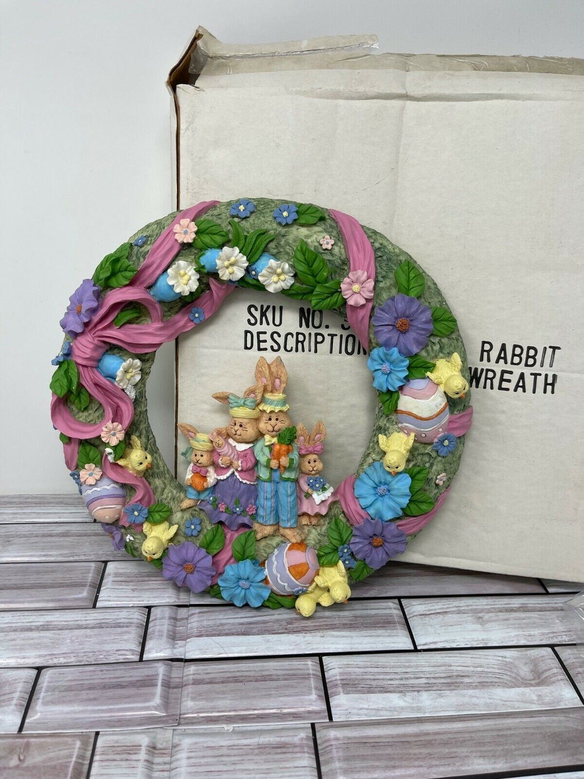 Vintage Cottontale Collection Handpainted Ceramic Easter Wreath