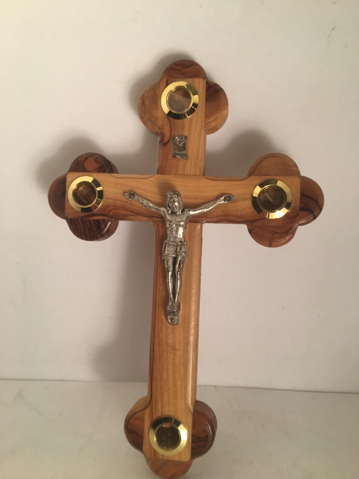 AUTHENTIC HOLY LAND Crucifix Olive Wood WITH SOILS From  Jerusalem