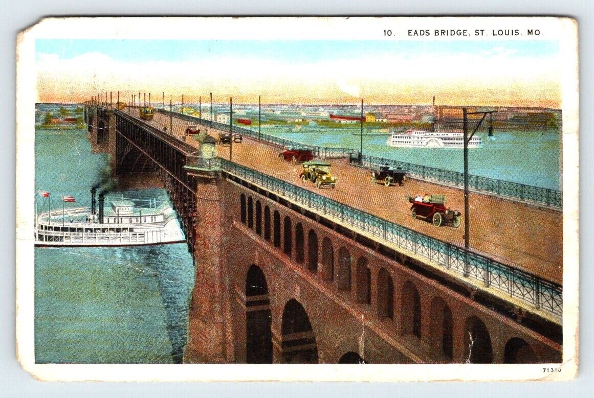Eads Bridge St. Louis Missouri Vintage Postcard APS14