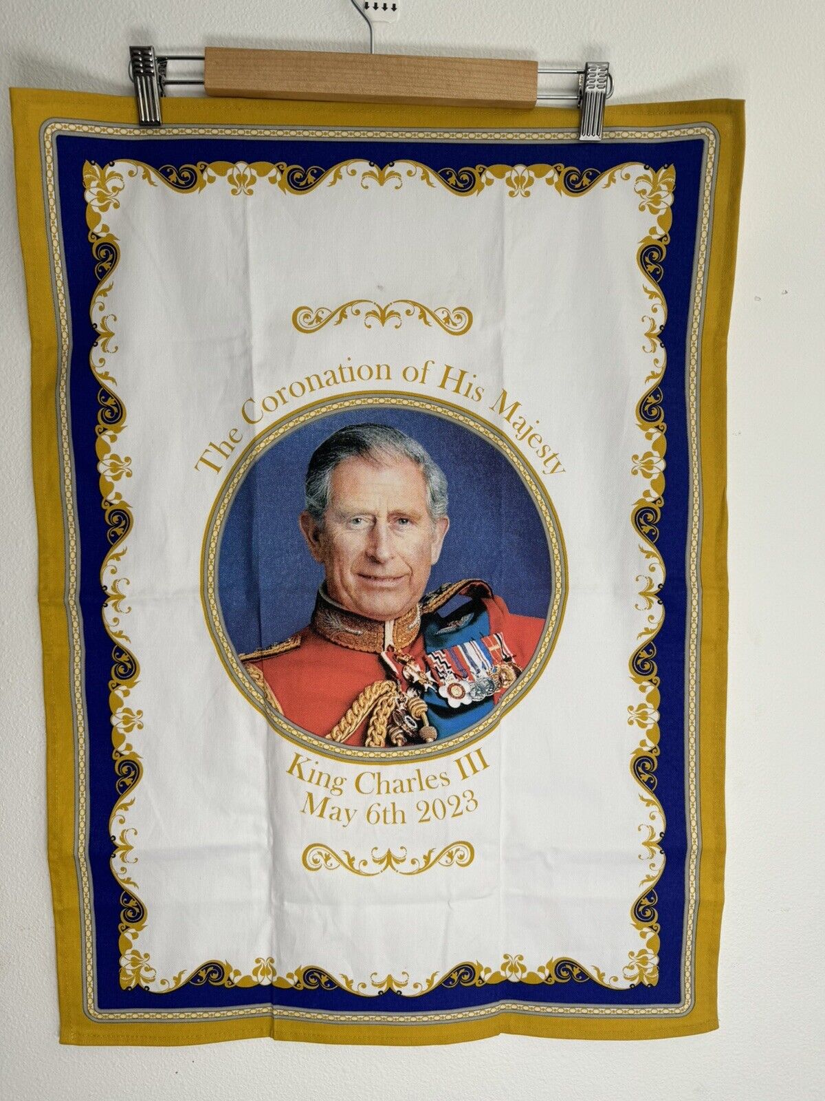 King Charles III Coronation Tea Towel Leonardo Collection Cotton British Royalty
