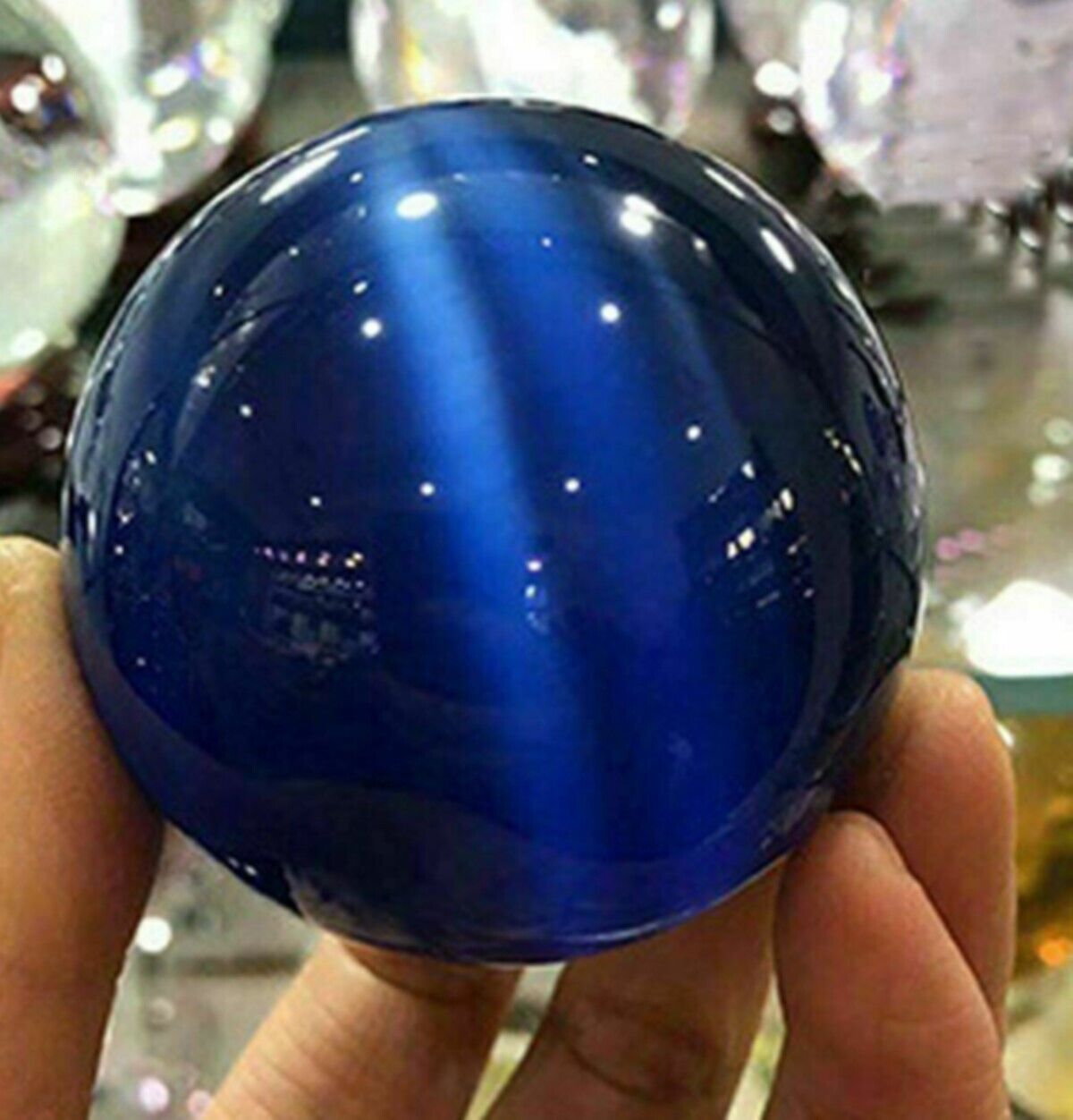 Rare Natural 40mm Cat\'s Eye Stone Balls Quartz Crystal Reiki Healing Sphere