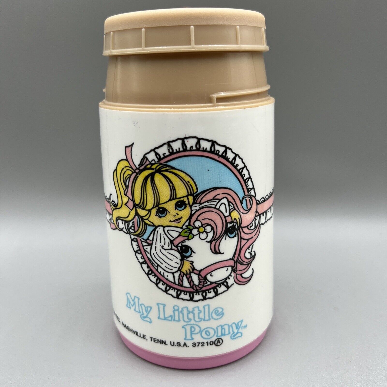 Vintage 1986 My Little Pony Thermos Pink & White Hasbro - No Lid
